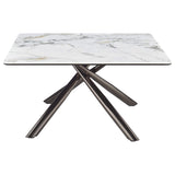 Mesa de centro Carvell cuadrada con superficie de piedra sinterizada Mirage White