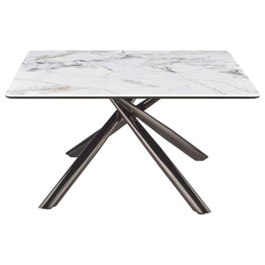 Mesa de centro Carvell cuadrada con superficie de piedra sinterizada Mirage White