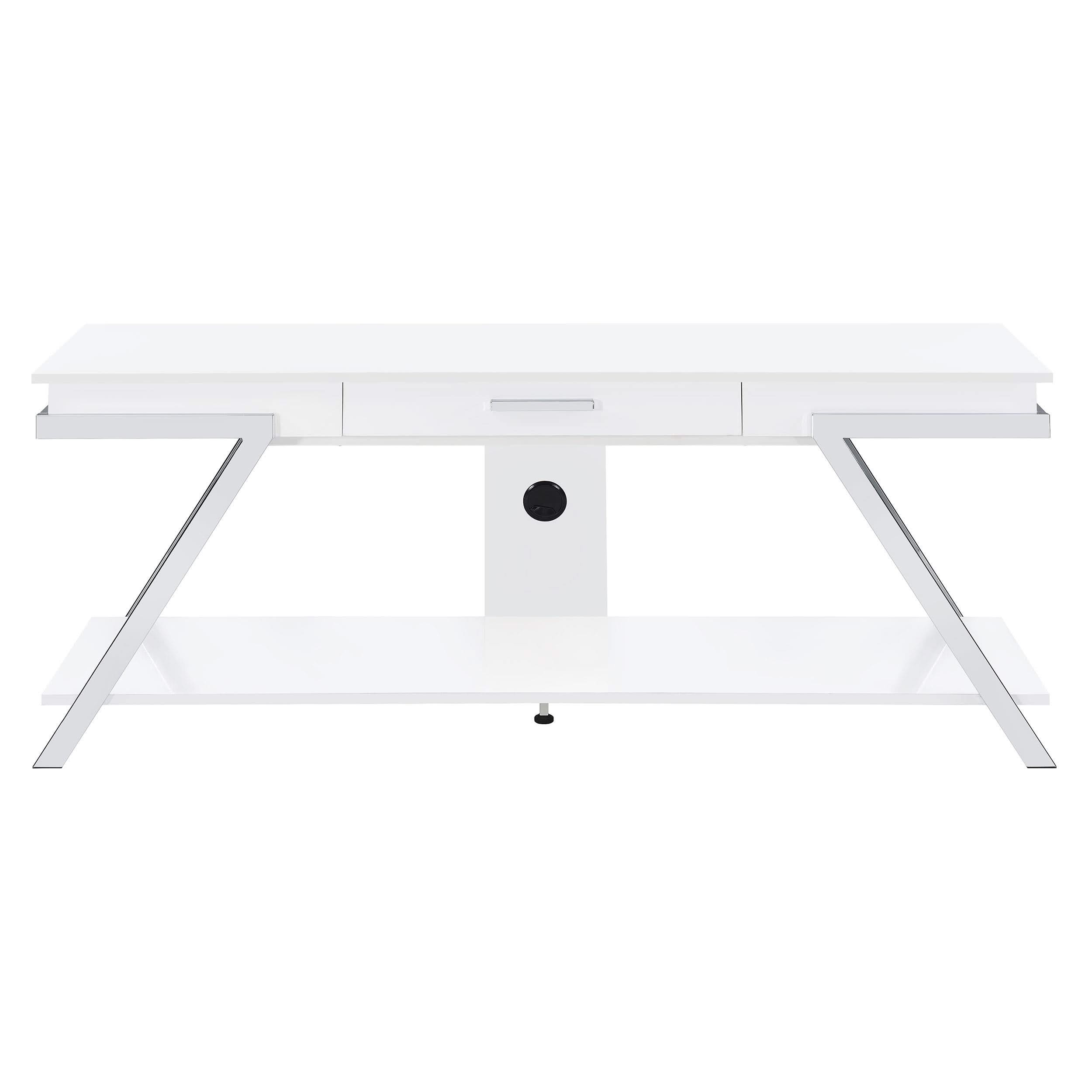 Mueble para TV Marcia de 60 pulgadas, madera, 1 cajón, blanco, alto brillo