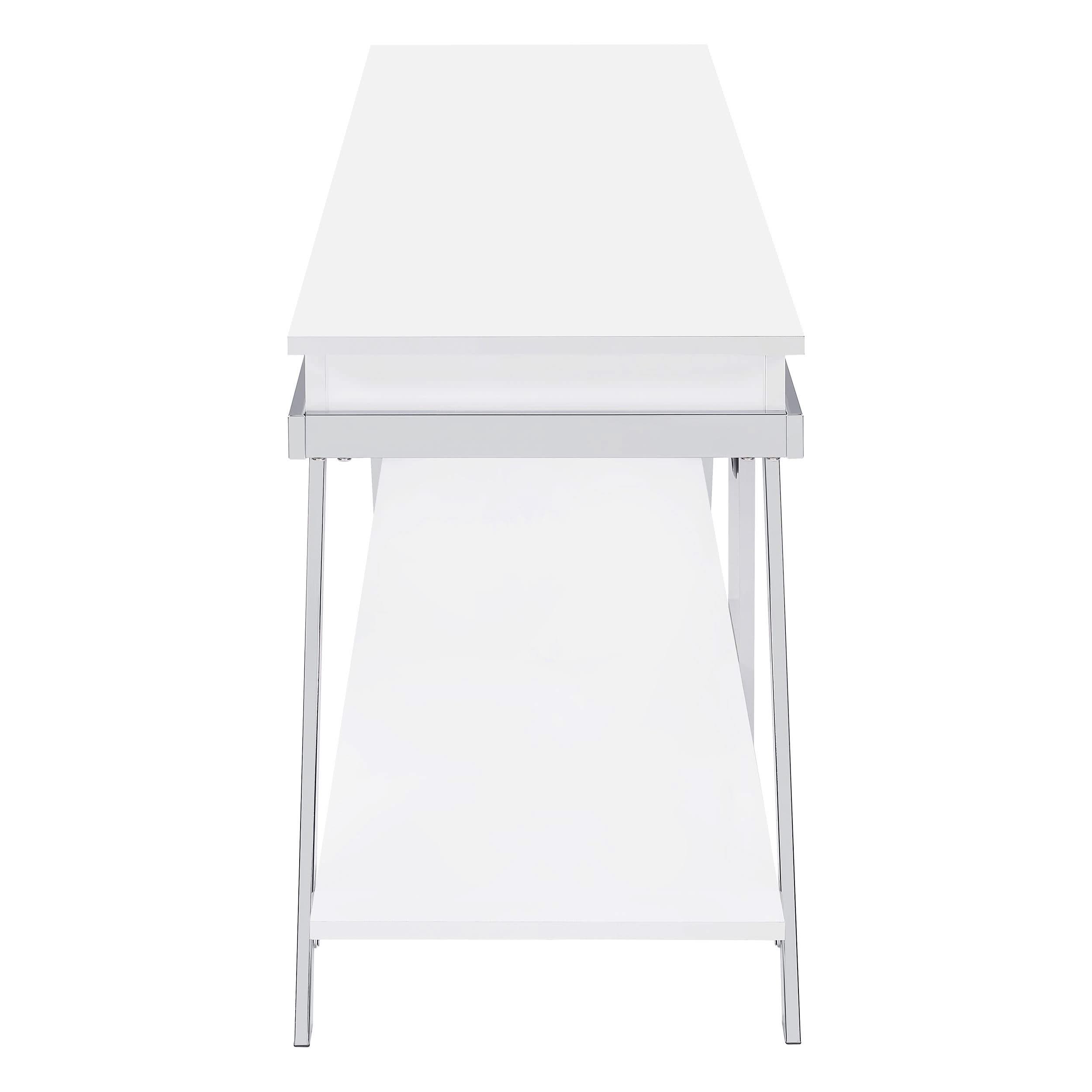Mueble para TV Marcia de 60 pulgadas, madera, 1 cajón, blanco, alto brillo