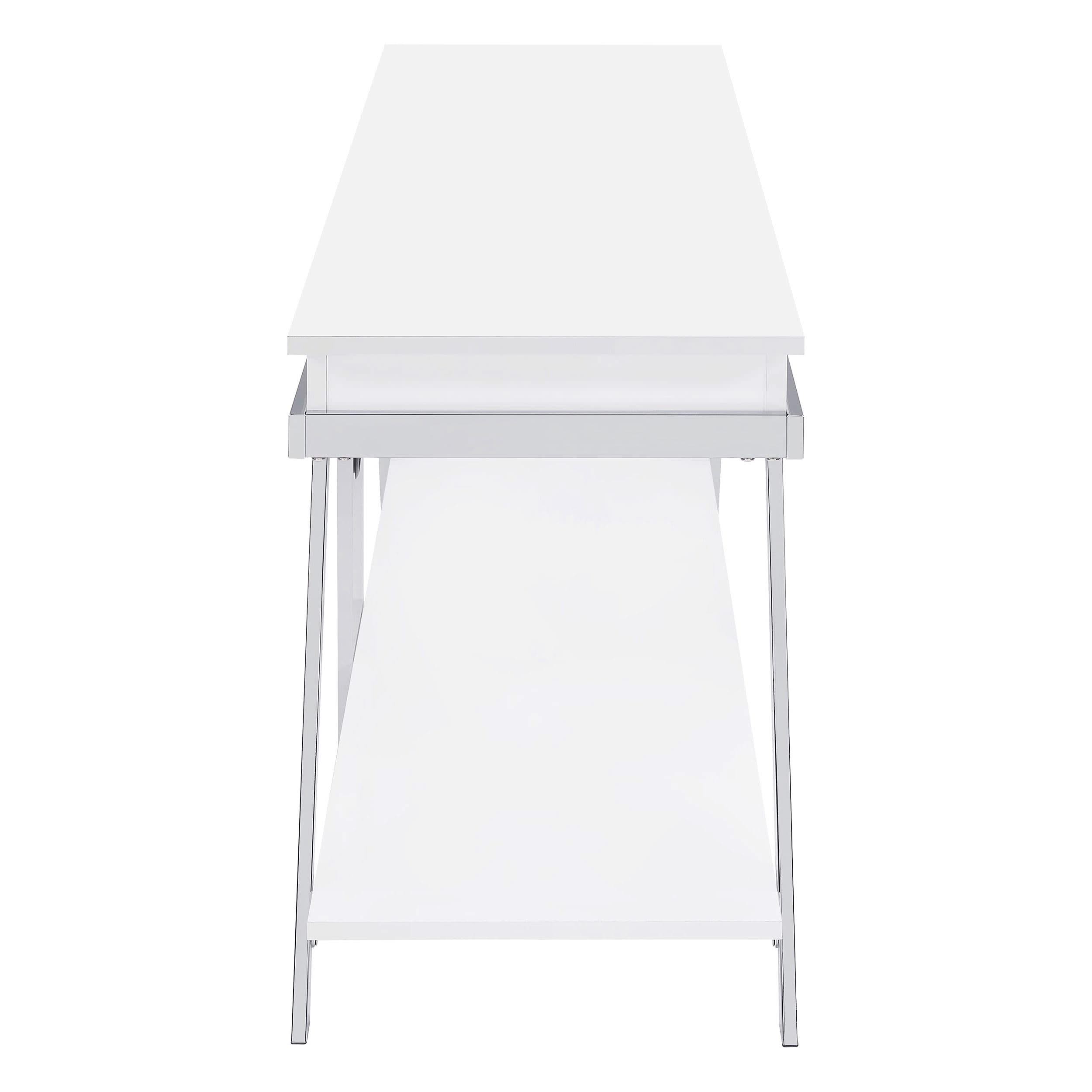Mueble para TV Marcia de 60 pulgadas, madera, 1 cajón, blanco, alto brillo