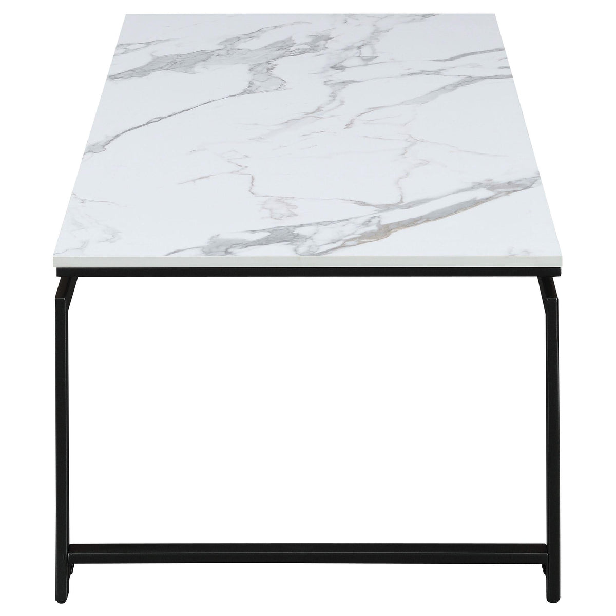 Juego de mesa de centro Clark de 3 piezas con superficie de mármol sintético, color blanco