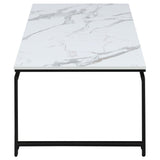 Juego de mesa de centro Clark de 3 piezas con superficie de mármol sintético, color blanco