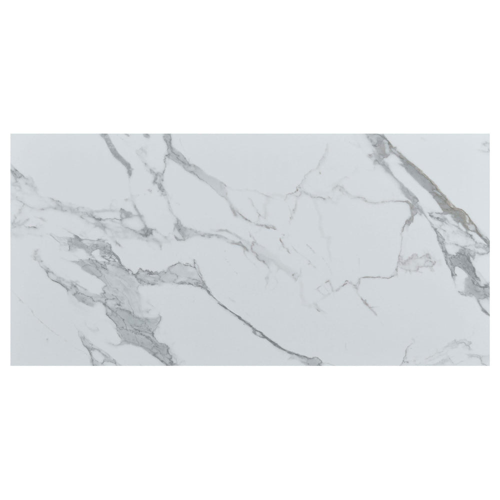 Juego de mesa de centro Clark de 3 piezas con superficie de mármol sintético, color blanco