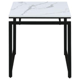 Juego de mesa de centro Clark de 3 piezas con superficie de mármol sintético, color blanco