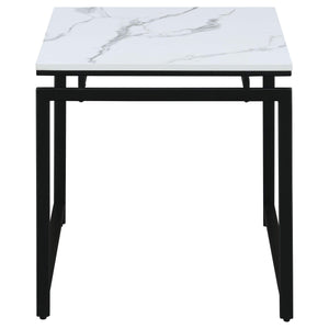 Juego de mesa de centro Clark de 3 piezas con superficie de mármol sintético, color blanco