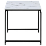 Juego de mesa de centro Clark de 3 piezas con superficie de mármol sintético, color blanco