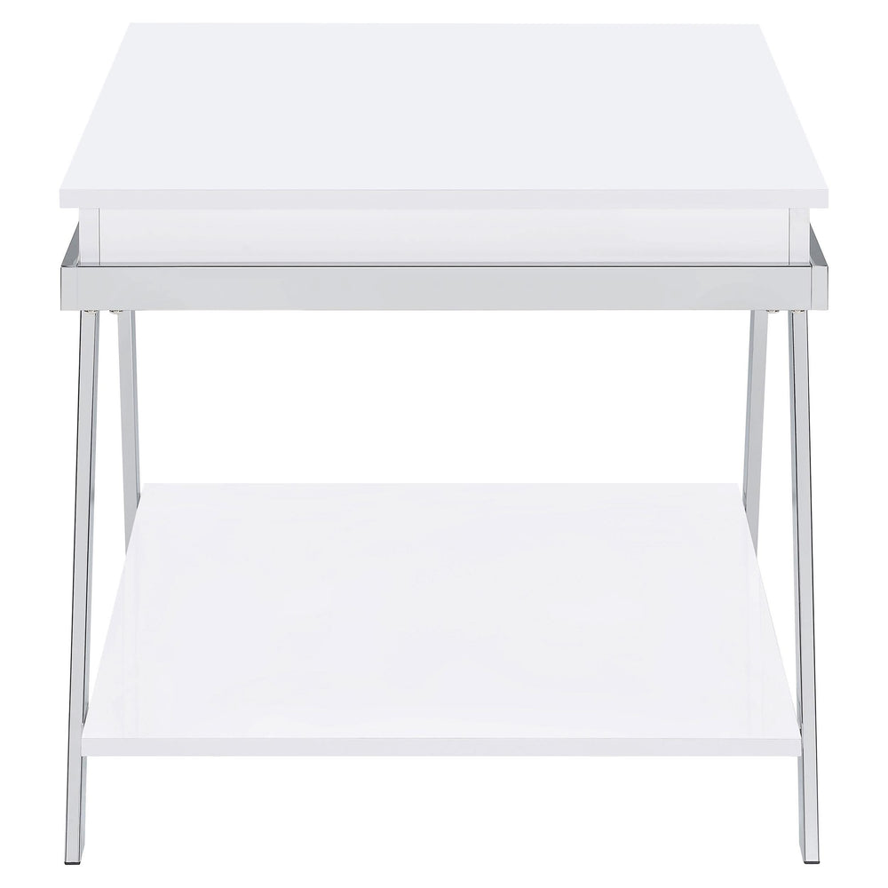 Marcia Rectangular Side End Table White High Gloss