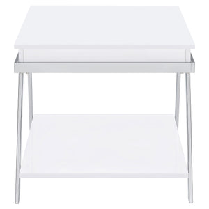 Marcia Rectangular Side End Table White High Gloss