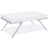 Mesa de centro elevable rectangular Marcia blanca de alto brillo