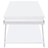 Mesa de centro elevable rectangular Marcia blanca de alto brillo