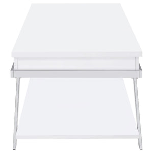 Mesa de centro elevable rectangular Marcia blanca de alto brillo