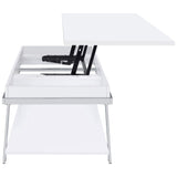 Mesa de centro elevable rectangular Marcia blanca de alto brillo