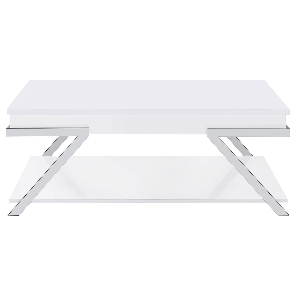 Mesa de centro elevable rectangular Marcia blanca de alto brillo