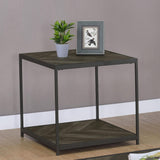 Beckley Engineered Wood End Table Rustic Grey Herringbone