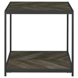 Beckley Engineered Wood End Table Rustic Grey Herringbone