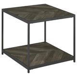 Beckley Engineered Wood End Table Rustic Grey Herringbone