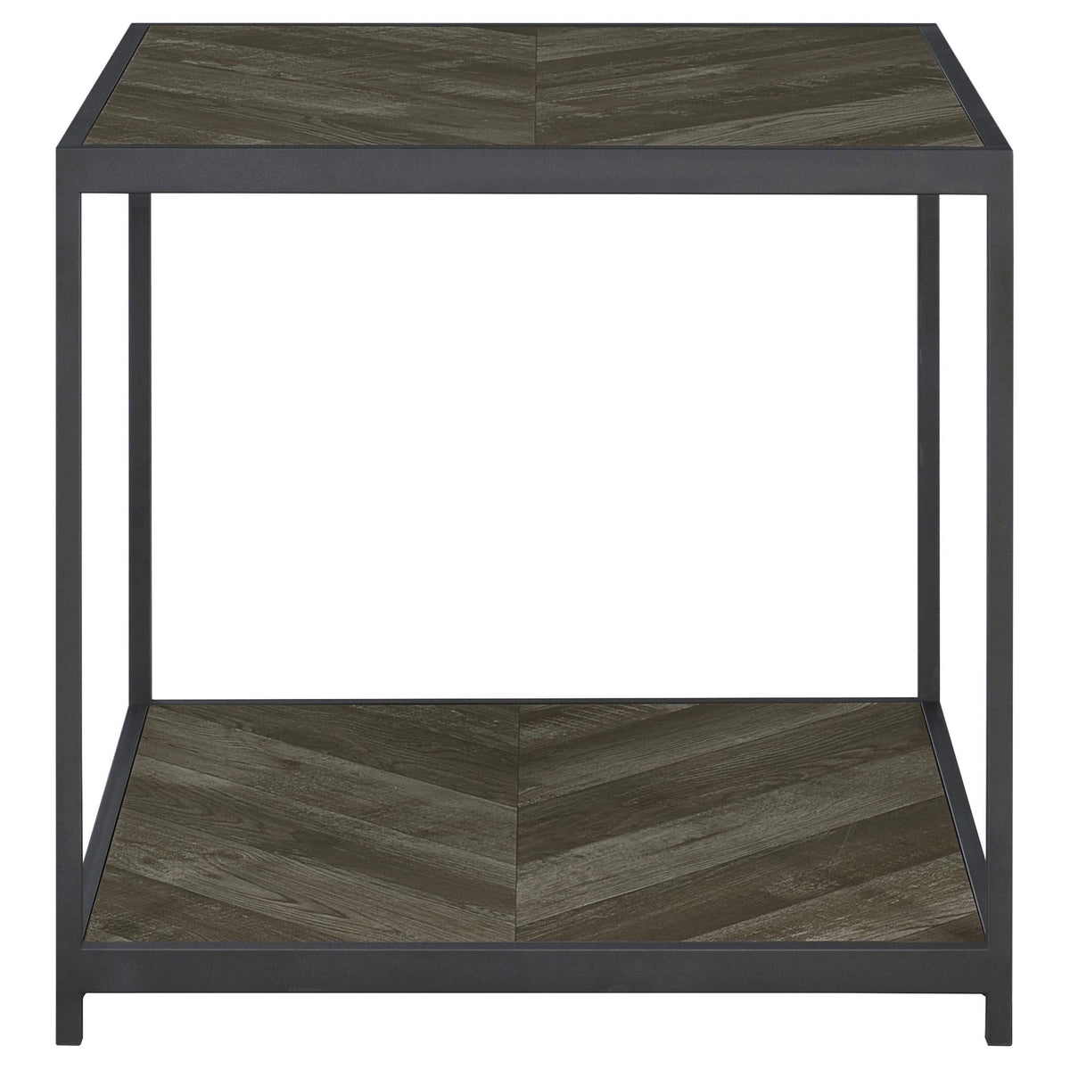 Beckley Engineered Wood End Table Rustic Grey Herringbone