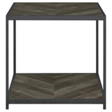 Beckley Engineered Wood End Table Rustic Grey Herringbone