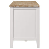 Mueble para TV Hollis de 67 pulgadas, madera, dos puertas y cajón, marrón y blanco