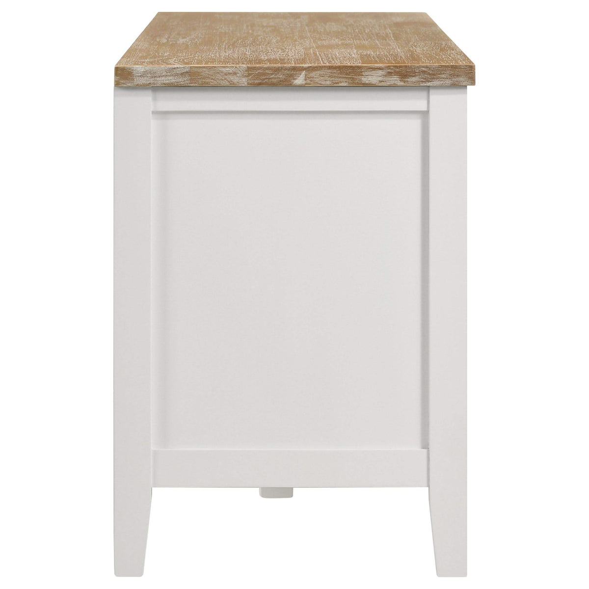 Mueble para TV Hollis de 67 pulgadas, madera, dos puertas y cajón, marrón y blanco