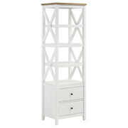 Hollis 4-shelf Wood Media Tower with Drawers Brown and White