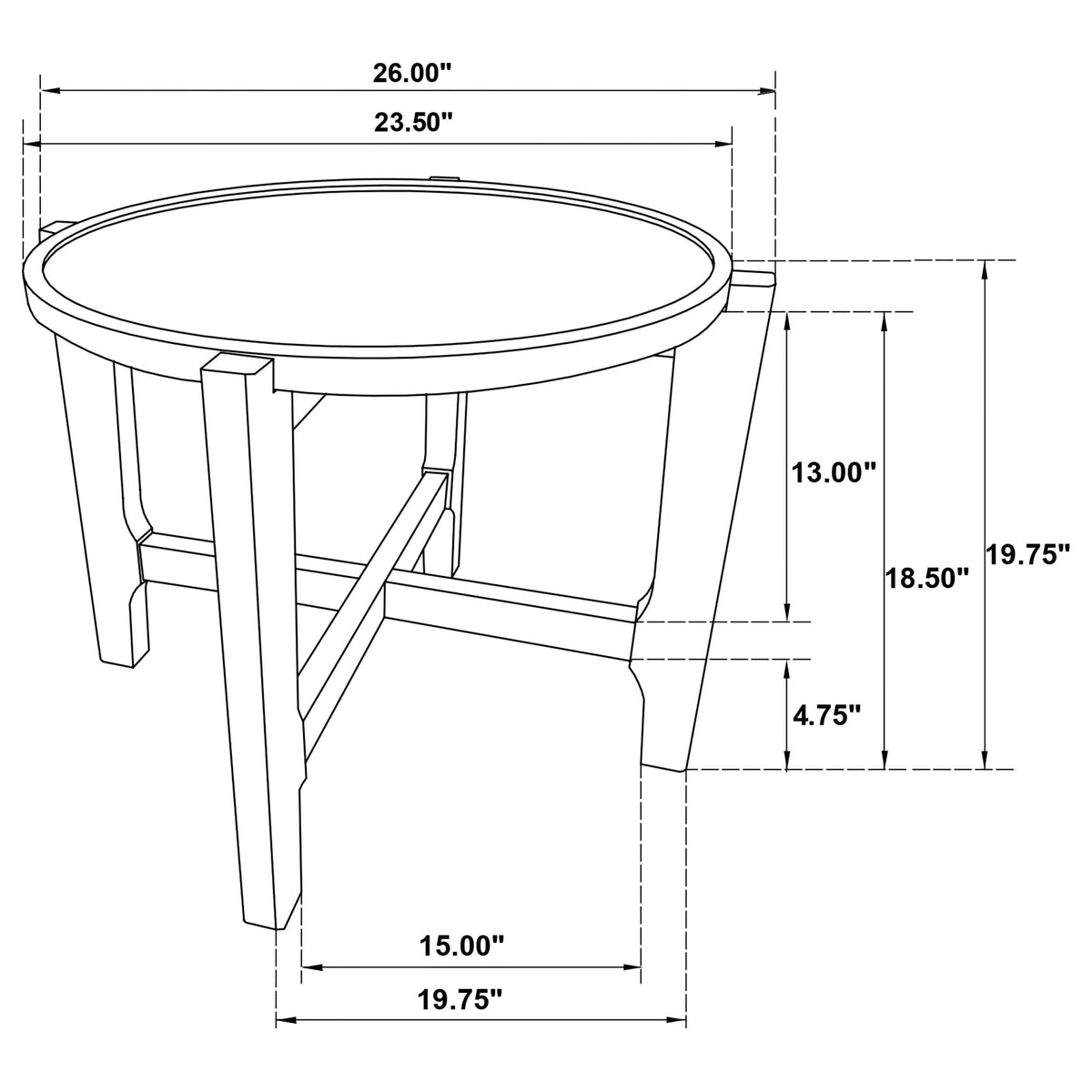 Juego de mesa de centro y auxiliar de madera maciza Cota de 3 piezas en marrón oscuro