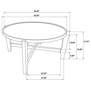 Cota Round Solid Wood Coffee Table Dark Brown
