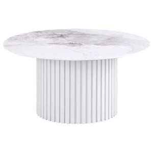 Rowena 2-piece Coffee and End Table Set White Faux Marble