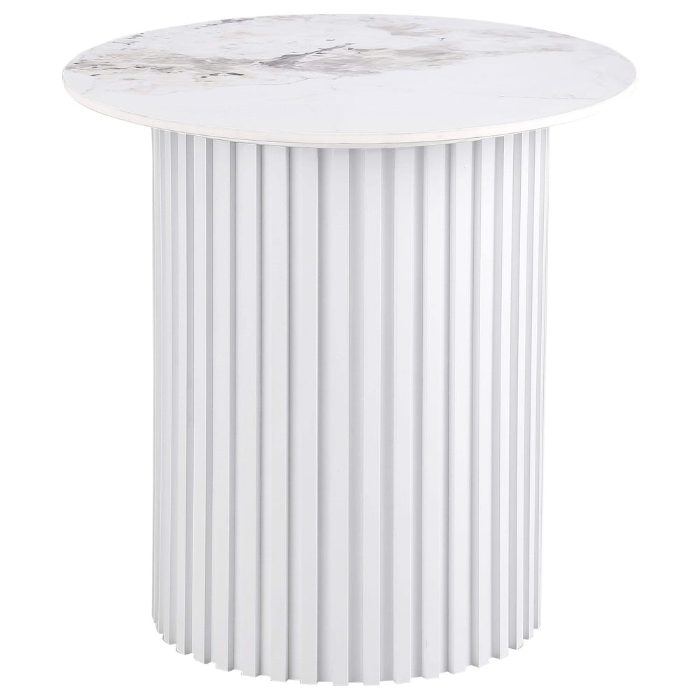 Rowena 3-piece Coffee and End Table Set White Faux Marble