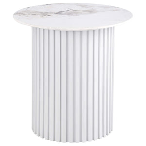 Rowena 3-piece Coffee and End Table Set White Faux Marble