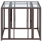 Mesa auxiliar rectangular con tapa de cristal Adri en níquel negro