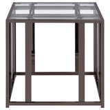 Mesa auxiliar rectangular con tapa de cristal Adri en níquel negro