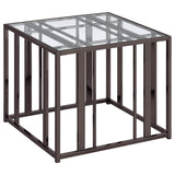 Mesa auxiliar rectangular con tapa de cristal Adri en níquel negro