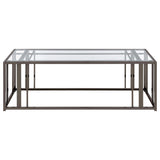 Adri Rectangular Glass Top Coffee Table Black Nickel