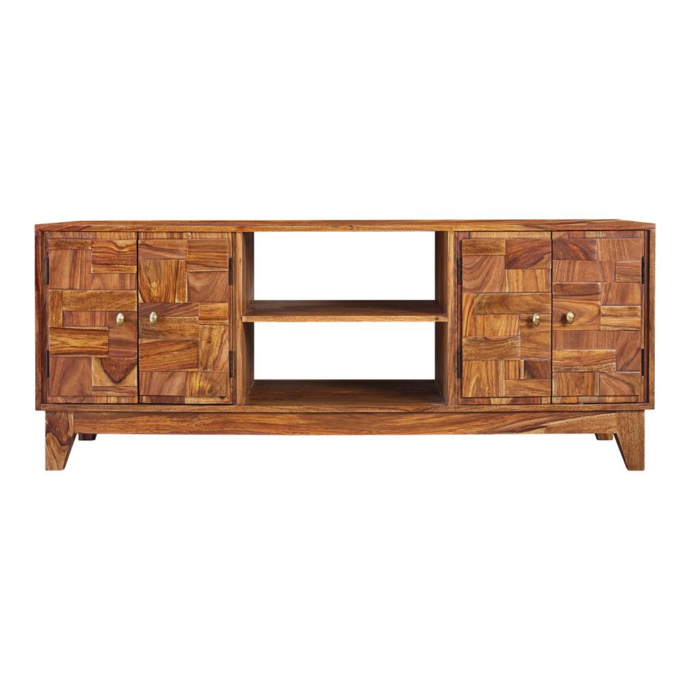 4-door Solid Wood 60" TV Stand Natural Sheesham
