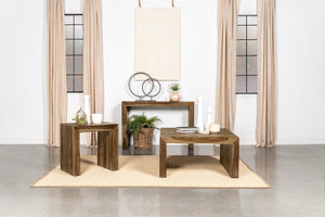 Mesa auxiliar rectangular de madera maciza Odilia Auburn