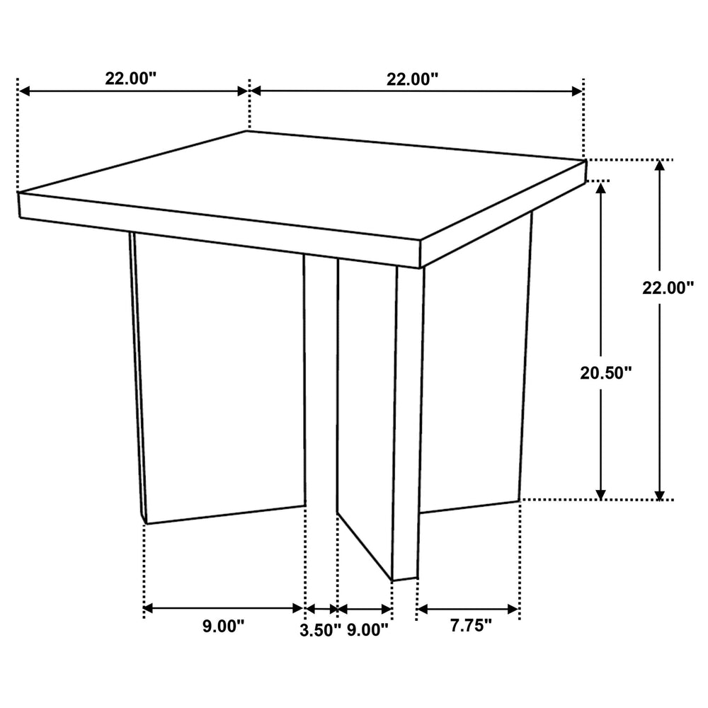 Mesa auxiliar cuadrada de madera maciza Andando color marrón mango