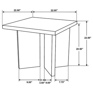 Mesa auxiliar cuadrada de madera maciza Andando color marrón mango