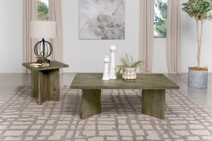 Mesa auxiliar cuadrada de madera maciza Andando color marrón mango