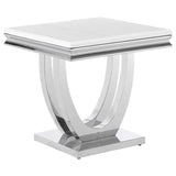 Mesa auxiliar Kerwin Square Stone Top, blanca y cromada