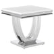 Mesa auxiliar Kerwin Square Stone Top, blanca y cromada