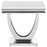 Mesa auxiliar Kerwin Square Stone Top, blanca y cromada