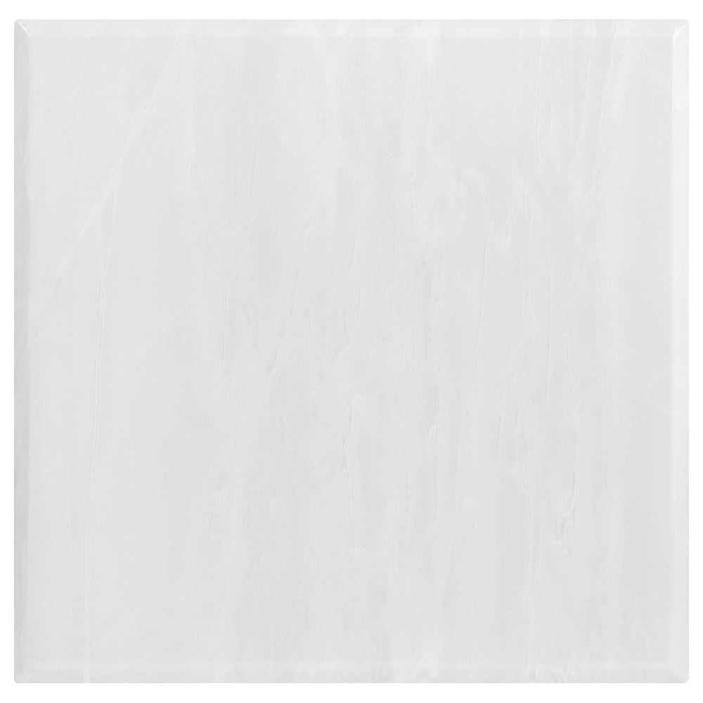 Mesa auxiliar Kerwin Square Stone Top, blanca y cromada