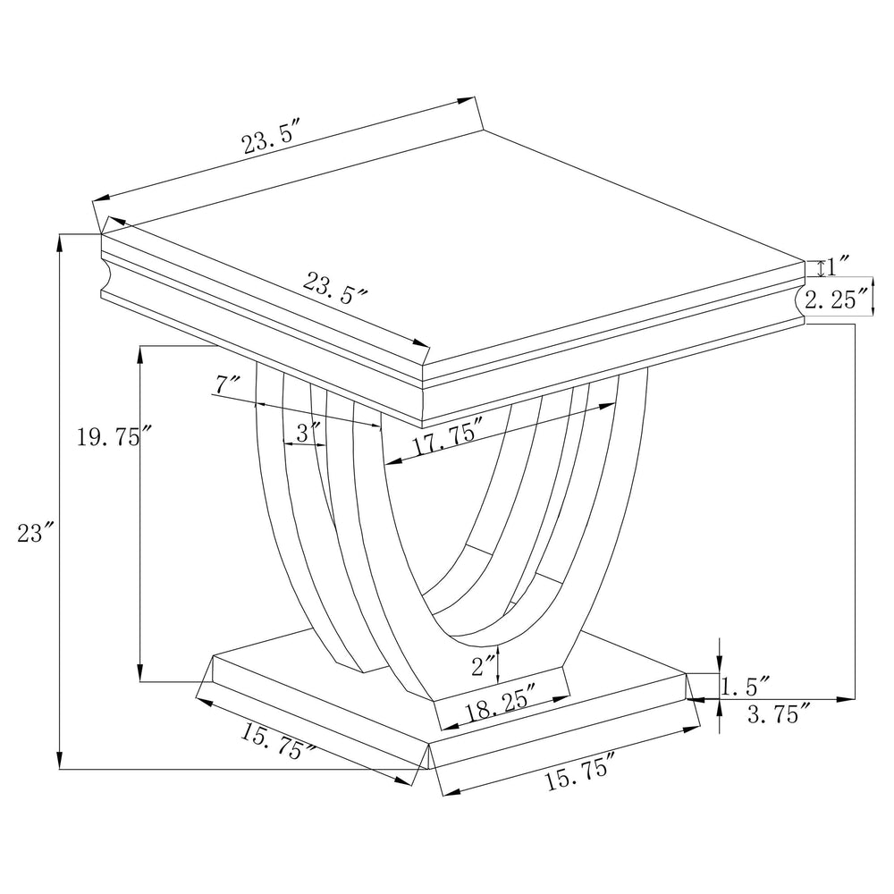 Mesa auxiliar Kerwin Square Stone Top, blanca y cromada