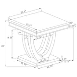 Mesa auxiliar Kerwin Square Stone Top, blanca y cromada
