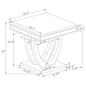 Mesa auxiliar Kerwin Square Stone Top, blanca y cromada