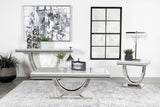 Mesa auxiliar Kerwin Square Stone Top, blanca y cromada