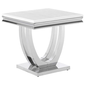 Juego de mesa de centro y auxiliar rectangular Kerwin de 3 piezas, cromado