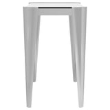 Mesa consola rectangular con tapa de cristal en color plateado y gris